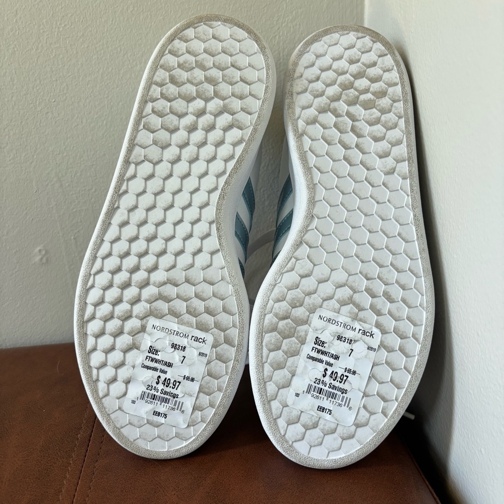 NWT Adidas Grand Court White Metallic Ash Silver Stripes Sneakers Women’s Size 7 - Picture 5 of 5